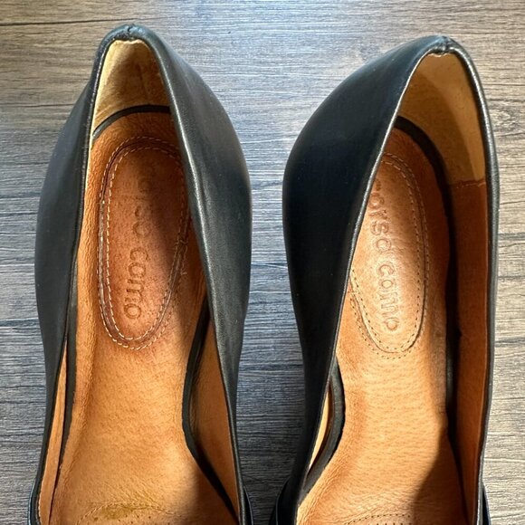 *CORSO COMO* Black x Tan Peep Toe Wedges Size 7.5 - Picture 3 of 7